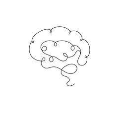 One line brain design silhouette.Logo design. Hand drawn minimalism style. Vector illustration