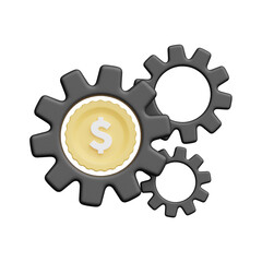 Settings 3d realistic object design vector icon illustration