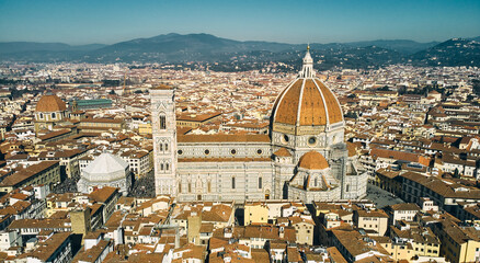 Obraz premium Aerial view of Santa Maria del Fiore Cathedral in Florence, Italy. High quality photo