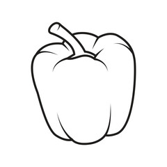 food, vegetables. black and white illustration (coloring book) of yellow pepper made by outline