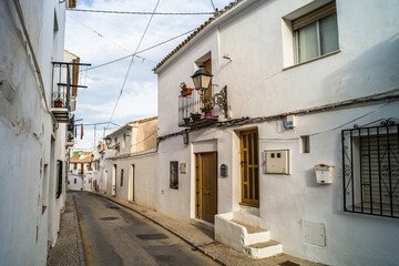 classic old white houses, charming streets of the historic town of Altea
