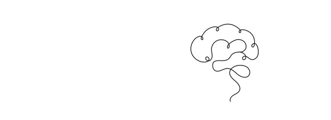 One line brain design silhouette.Logo design. Hand drawn minimalism style. Vector illustration