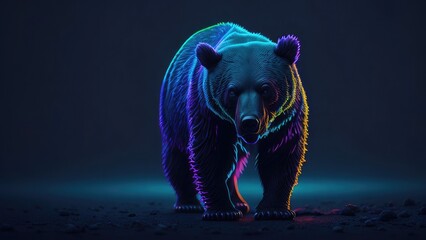 black bear in neon light generative ai