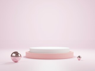 Round Pedestal Template. Studio Stage for Product Display. 3D rendering