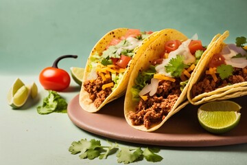 Tacos mexicain, viande et légumes, illustration culinaire, ia générative 6