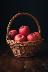 harvested apples in a basket