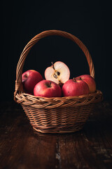 harvested apples in a basket