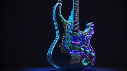 guitar in neon generative AI