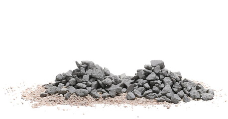 Pebbles and sand pile isolated on white 