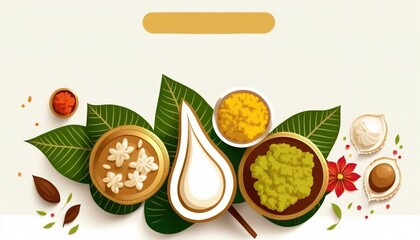 Happy Ugadi Greeting Card Background With Kalash.
