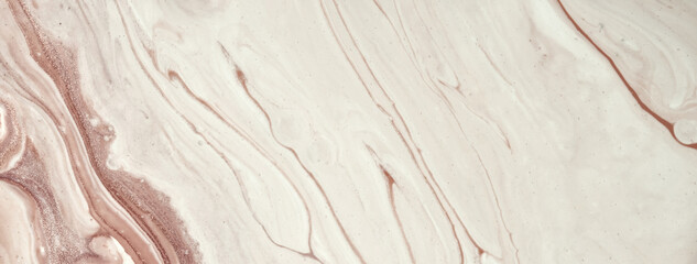 Abstract fluid art background light brown and white colors. Liquid marble. Acrylic painting with beige gradient