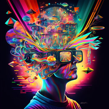 Psychedelic, parallel world, abstract reality, parallel universe, psychedelic hallucination, electronic vibe, generative AI