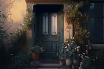 Welcome Home: Front Door with Floral Surroundings