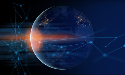 element of this images furnished by nasa, a global network of internet technology with digital web connection, 3d illustration rendering