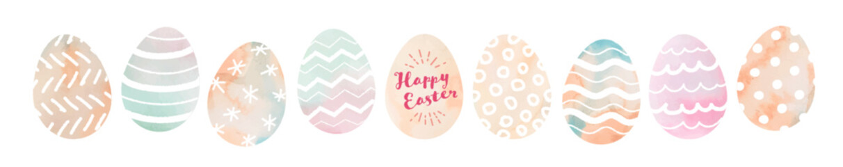 Easter eggs drawn in watercolor