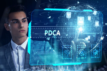 PDCA Plan Do Act Check Business technology concept. Technology, Internet and network concept.