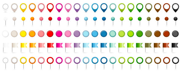 Set 5 Verschiedene Nadeln, Runde Pins, Flaggen Und Magnete 20 Bunte Farben