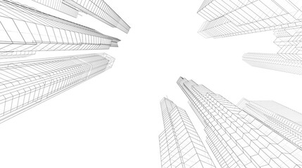 Skyscrapers in the city 3d rendering