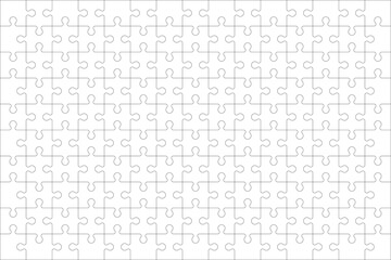Puzzles grid - blank template. Jigsaw puzzle with 150 pieces. Mosaic background for thinking game is 15x10 size. Game with details.