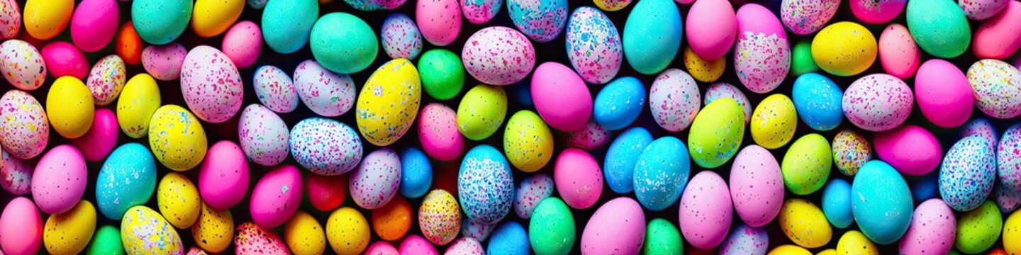 Colorful easter eggs painted in pastels for the spring holiday