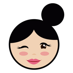 Woman face winking at you with bun like number eight, Vector illustration