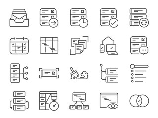 Getting things done icon set. It included icons such as GTD, planning, timeline, organize, tasks, and more.