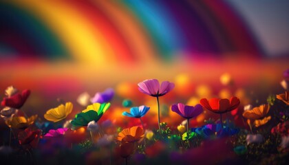 Flowerfield in pride colours, made with generated ai