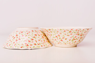 Closeup of two porcelain bowls
