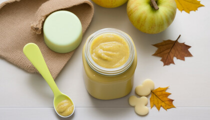 children's applesauce in a jar. Generative AI
