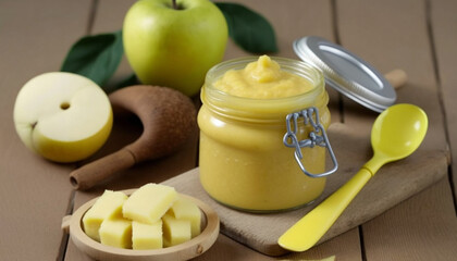 children's applesauce in a jar. Generative AI