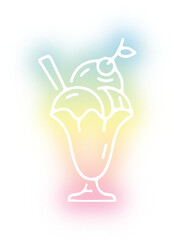 Set of ice cream neon