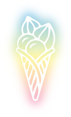 Set of ice cream neon