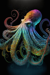 Ancient, wisdom, dignity, gentle, compassionate, powerful rainbow octopus
