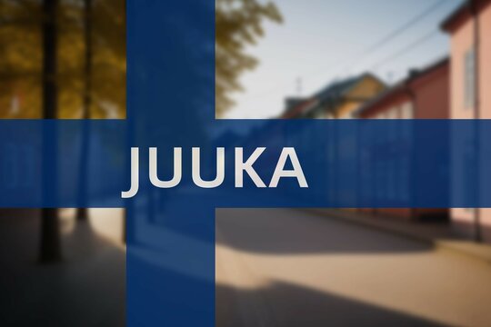 Juuka: Ortsname der finischen Stadt Juuka in der Region Pohjois-Karjala auf der finnischen Flagge