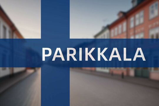 Parikkala: Ortsname der finischen Stadt Parikkala in der Region Etel&auml;-Karjala auf der finnischen Flagge