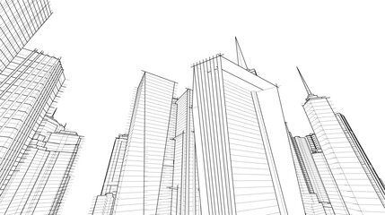 Fototapeta premium Skyscrapers in the city 3d illustration
