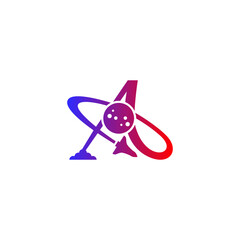 letter A and planet vector illustration for an icon,symbol or logo. A logo initial