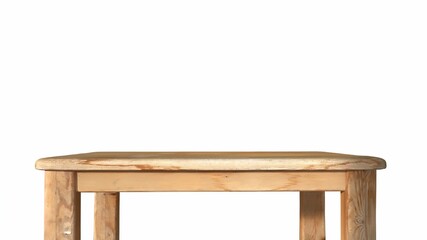 3d rendering of a wooden table, isolated on white background, product display mock-up.