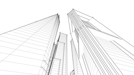 Skyscrapers in the city 3d illustration