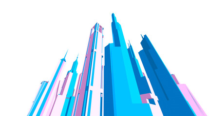 Skyscrapers in the city 3d illustration