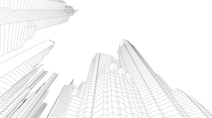 Skyscrapers in the city 3d illustration