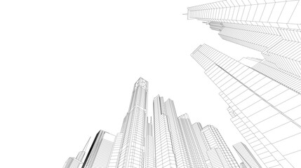 Skyscrapers in the city 3d illustration