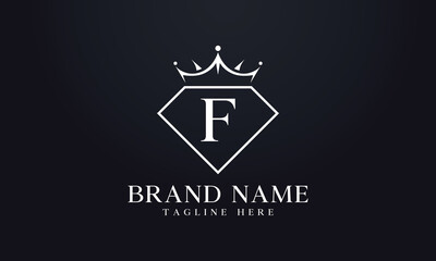 Diamond crown logo. Luxury queen logo for jewelry with letters