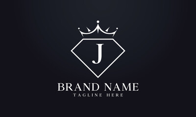 Diamond crown logo. Luxury queen logo for jewelry with letters