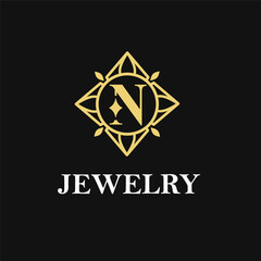 N Letter with Sparkle and Diamond Icon for Jewelry Ring, Necklace, Accessories Retail, Store Business Workshop Logo Template