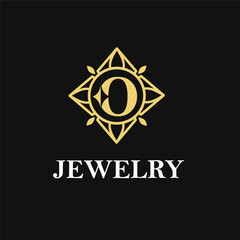 O Letter with Sparkle and Diamond Icon for Jewelry Ring, Necklace, Accessories Retail, Store Business Workshop Logo Template