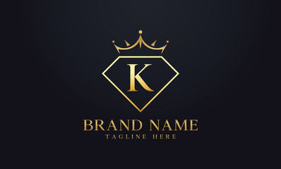 Diamond crown logo. Luxury queen logo for jewelry with letters