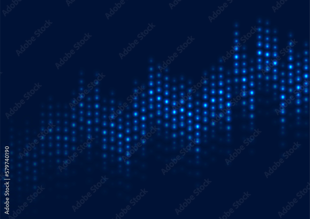 Aufkleber abstract blue neon growing financial graph chart background. vector dotted lines tech design