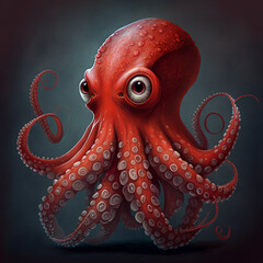 Character art of a red octopus