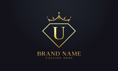 Diamond crown logo. Luxury queen logo for jewelry with letters